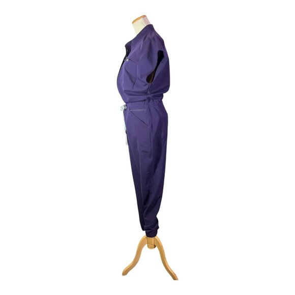 FIGS Women's M Rafaela Cargo Scrub Jumpsuit Short Sleeve Purple - Picture 3 of 11